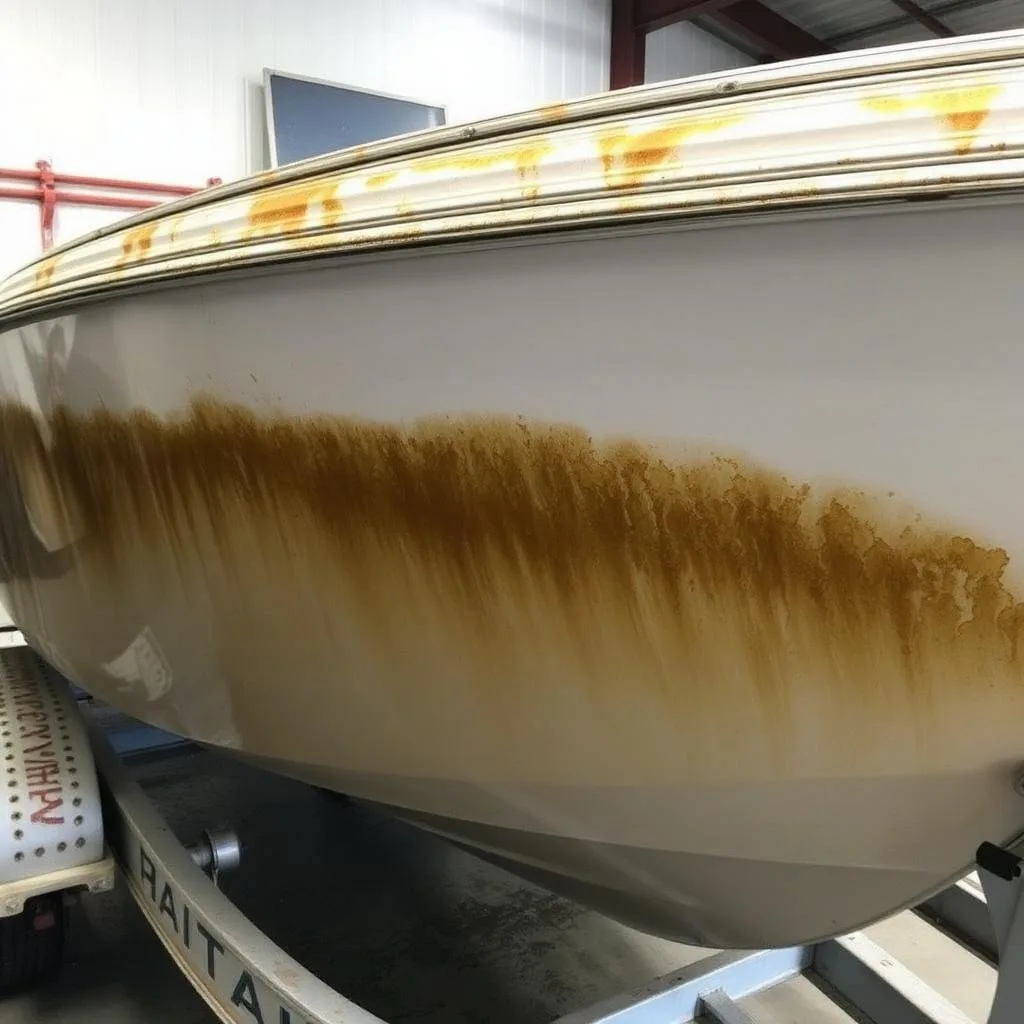 Boat hull deep clean — before detailing